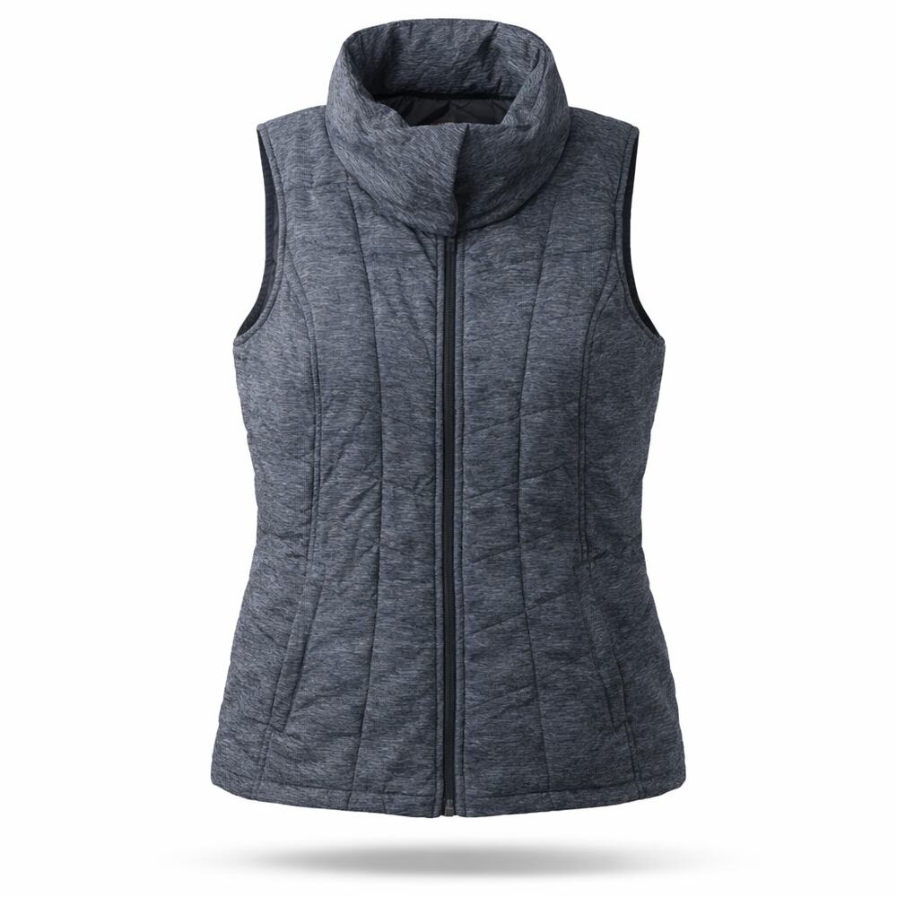 The North Face Pseudio Vest Women's L Asphalt‎ Grey Heather Insulated Full Zip
